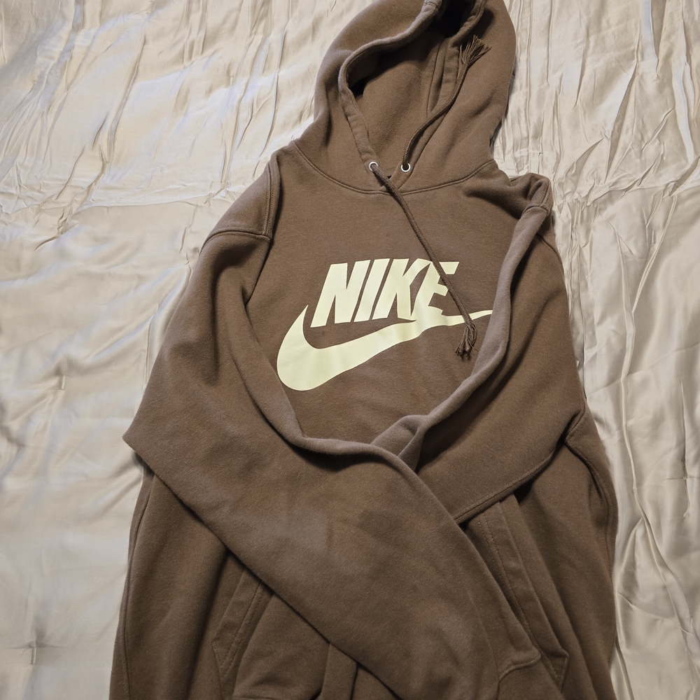 Nike Taupe Hoodie with White Logo